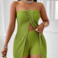 Flattering Split Hem Strapless Matching Set – Ready for Daily & Vacation! ✨