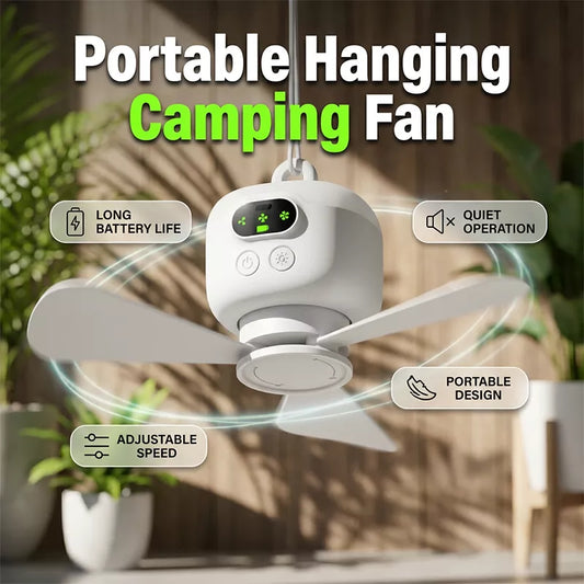 🌀 LIMITED-TIME 50% OFF! ✨ Rechargeable Ceiling Fan with LED Light – 8000mAh Battery, Remote Control, Quiet Motor 🏠