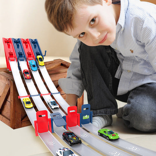 FREE SHIPPING-Dual Toy Car Launcher Racing Track Set for Kids