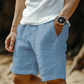 Men's Casual Cotton-Linen Shorts with Drawstring Waist