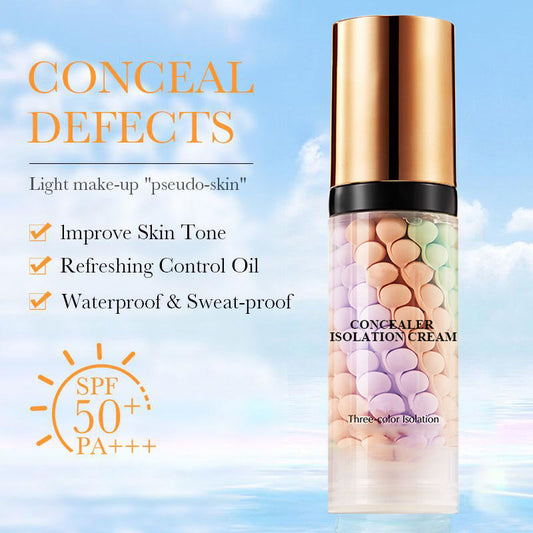 3-color Hydration Brighten Skin Tone Waterproof Concealer Isolation Cream