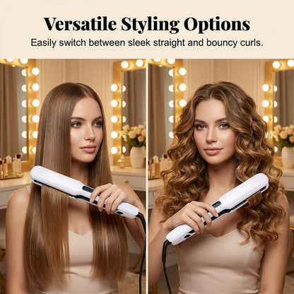 2-in-1 Hair Straightener and Curler with Negative Ionic Care -  Ceramic‑coated plates & Stable temperature control