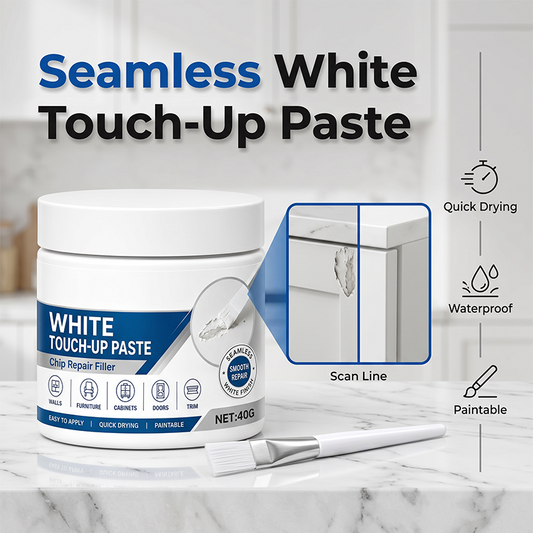 White Furniture Touch-Up Paste with Brush | DIY‑friendly & Works on wood, cabinets, doors, tables, and more