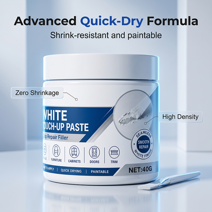 White Furniture Touch-Up Paste with Brush | DIY‑friendly & Works on wood, cabinets, doors, tables, and more