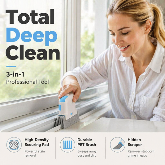 3-in-1 Window Track Cleaning Tool with Scrubbing Pad