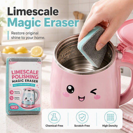 🧽BUY 1 GET 2 FREE Today!! Limescale Polishing Magic Eraser Sponge‑ Chemical‑Free Descaling Scrub Pad, Scratch‑Free High‑Density Cleaning Sponge for Kettles, Sinks & Hard‑Water Stains