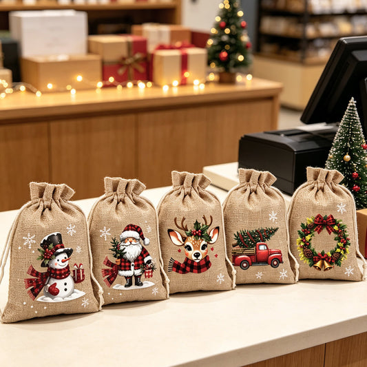 Weihnachts-Geschenktüten mit Kordelzug