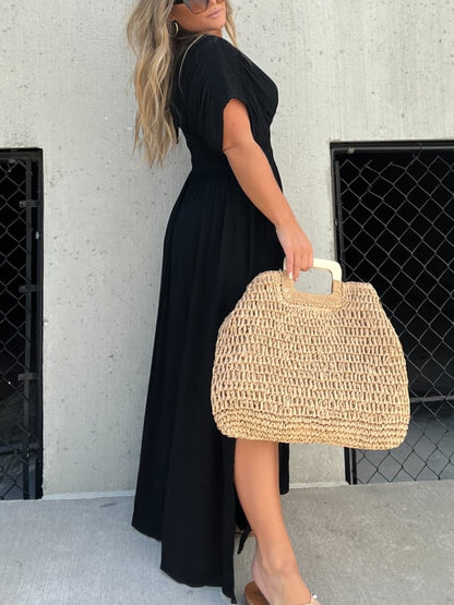 💥💃Casual style, V-neck slit ultra-long dress, showcases your elegant temperament!💃💥