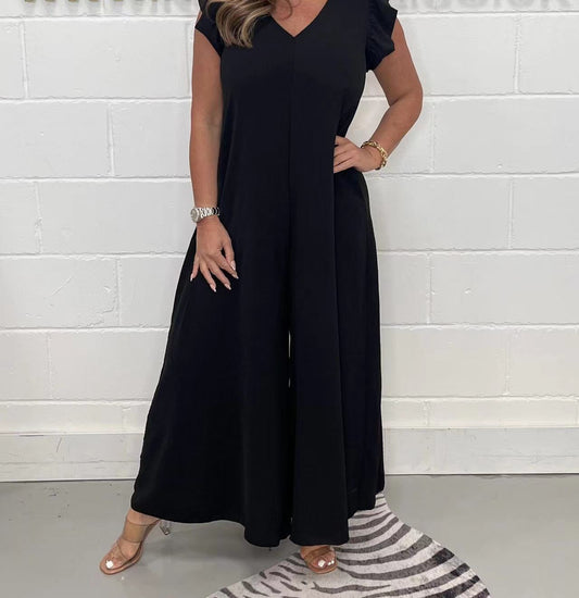 2024 Summer New Ruffled Wide-leg Casual Jumpsuit