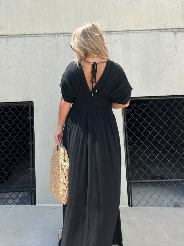 💥💃Casual style, V-neck slit ultra-long dress, showcases your elegant temperament!💃💥