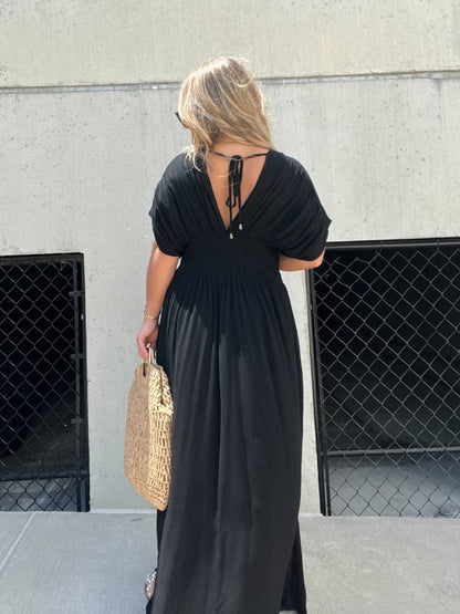 💥💃Casual style, V-neck slit ultra-long dress, showcases your elegant temperament!💃💥