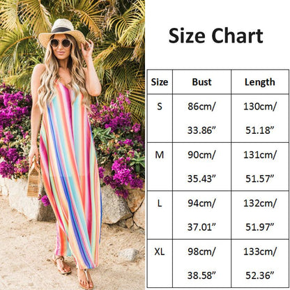 🌈👗Rainbow stripe maxi dress, like a splendid rainbow, add colors to your life! 👗