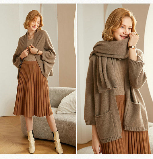 🔥HOT SALE 50% 0FF🔥Ideal Gift - Faux Cashmere Warm Dual Purpose Shawl Scarf Cardigan