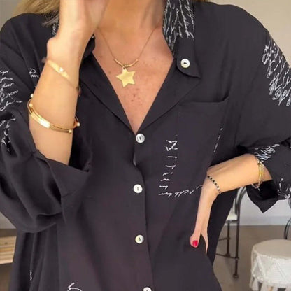 ✨Women's Fashionable Long Sleeve Shirt with Lapel 👚Fashionable Design and Comfort to Wear